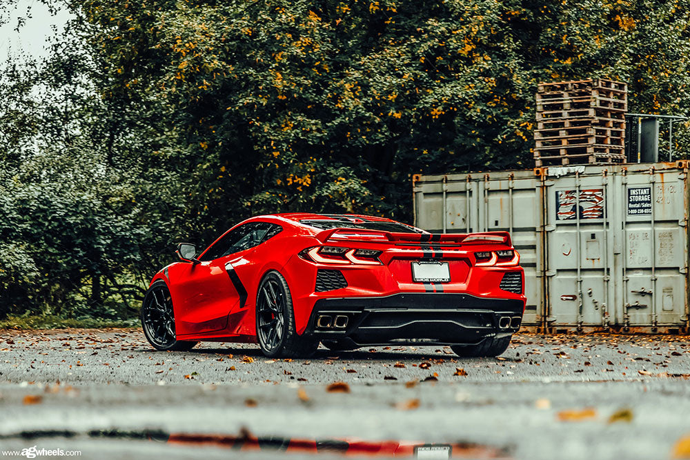 Red C8 Corvette with Avant Garde M580R rims