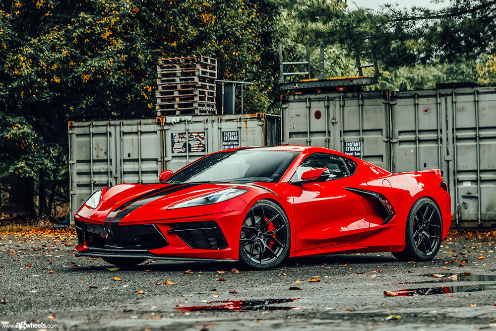 Red C8 Corvette with Avant Garde M580R wheels