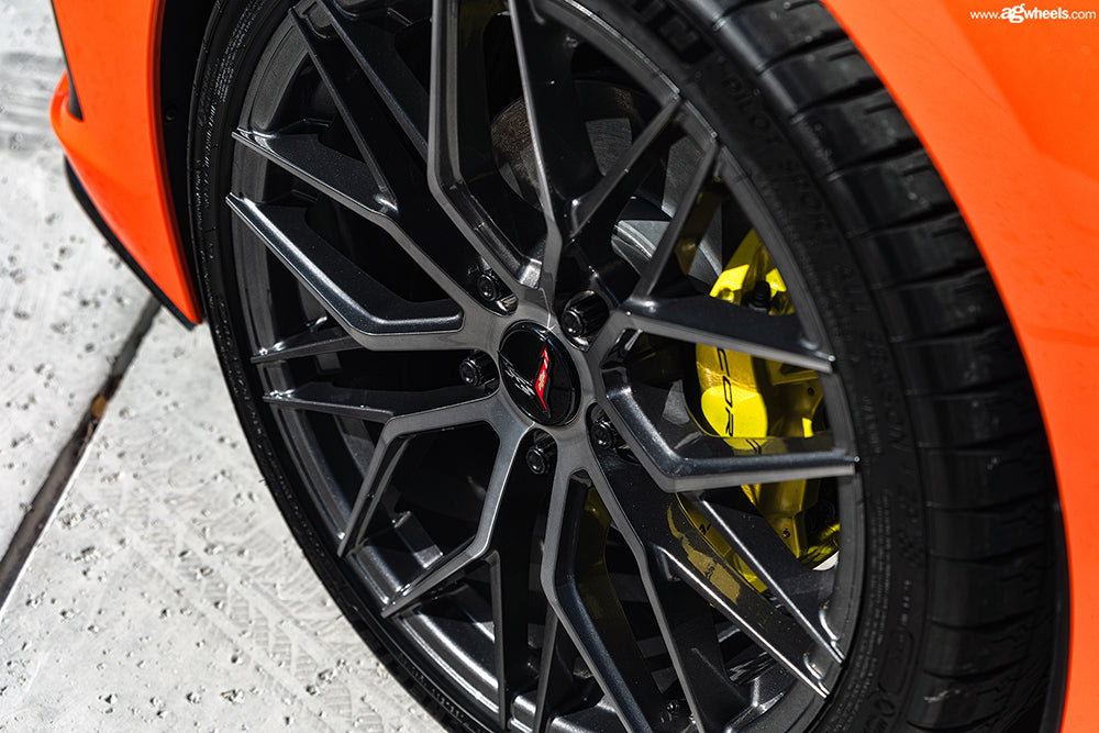 Sebring orange C8 Corvette with Avant Garde Rims