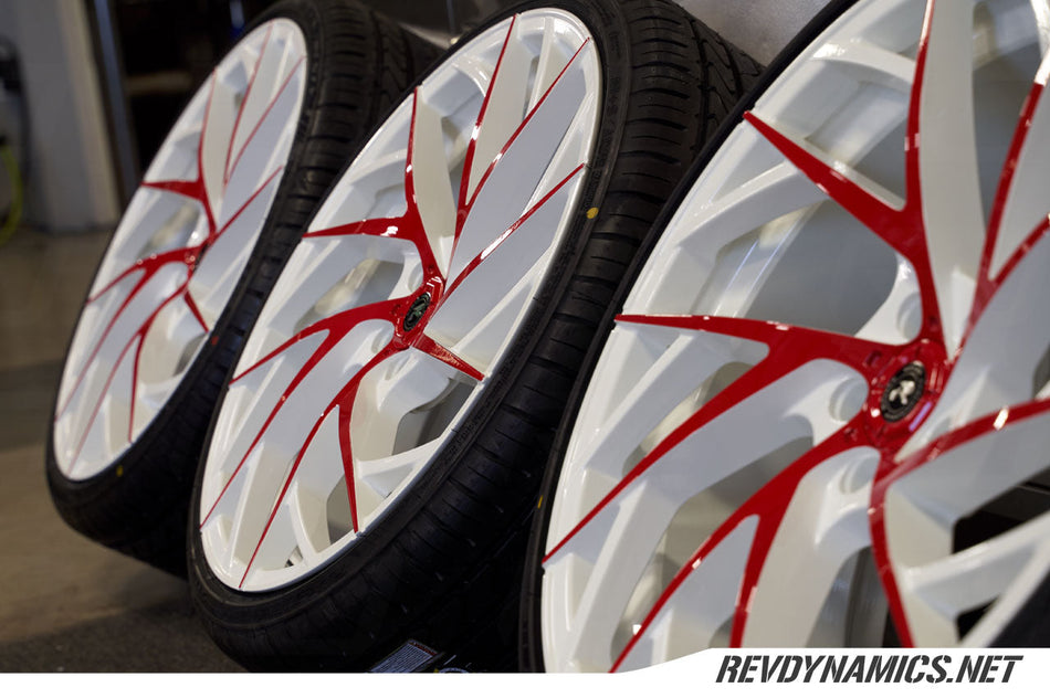 Polaris Slingshot Custom Two Tone White and Red Lexani Wheels