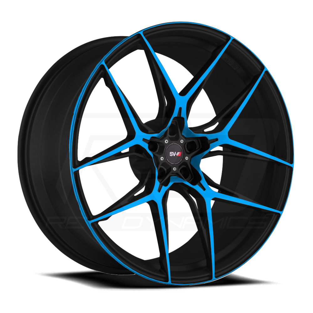 Rapid Blue and Black Corvette C8 Wheel Savini SV-F5