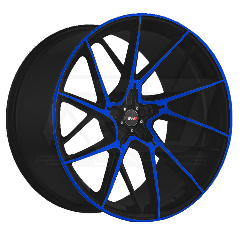 C8 Corvette Lake Blue and Black Savini SV-F6 Wheel and Tire Package