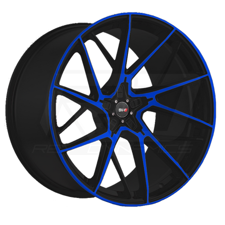 C8 Corvette Lake Blue and Black Savini SV-F6 Wheel and Tire Package